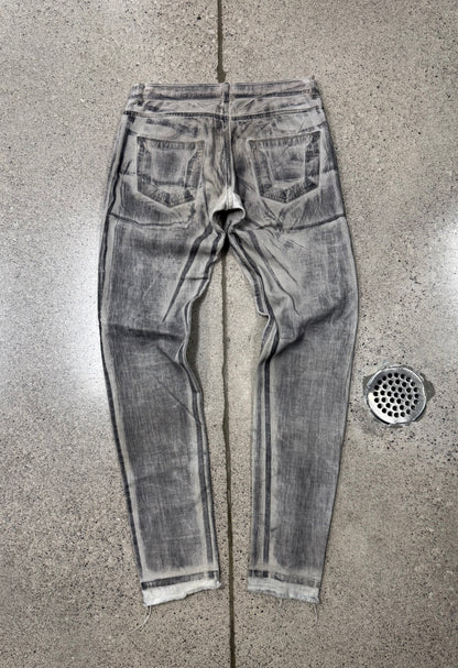 SS2010 Rick Owens ‘Gravel’ Geometric Grey Slim/Skinny Denim