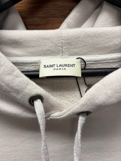 AW2018 Saint Laurent ‘Babylone’ Jersey White Drawstring Hoodie