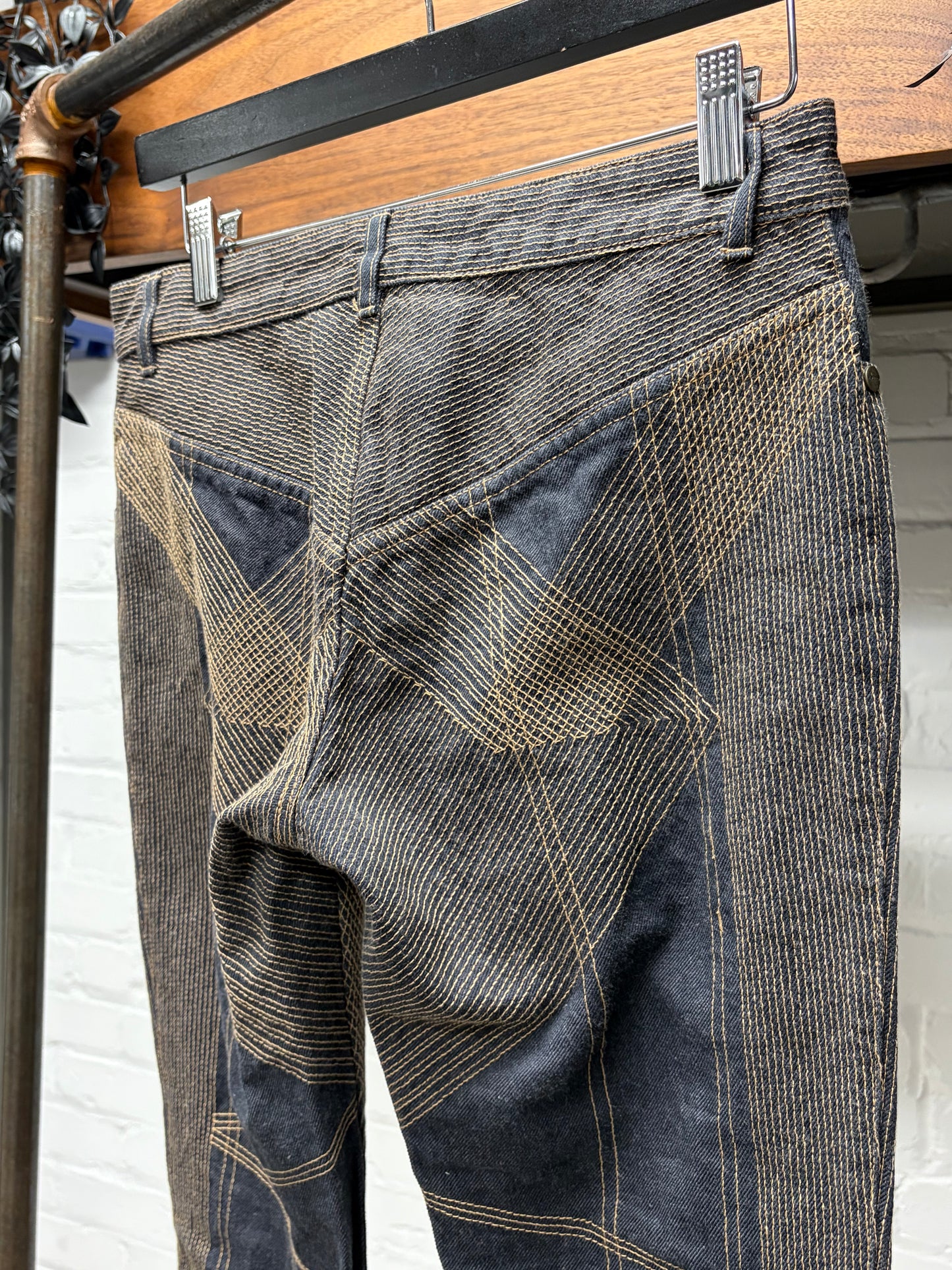 AW2002 Alexander McQueen Contrast Stitch Flared Denim