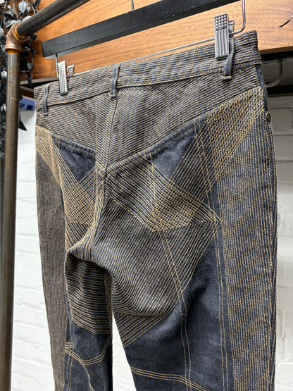 AW2002 Alexander McQueen Contrast Stitch Flared Denim