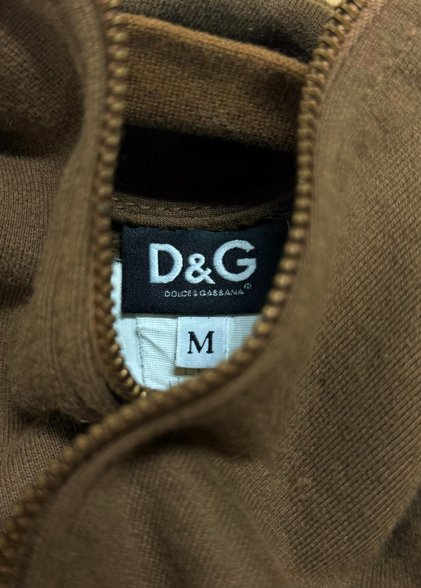 Dolce & Gabbana Military Pocket Washed Brown Zip Up Sweater