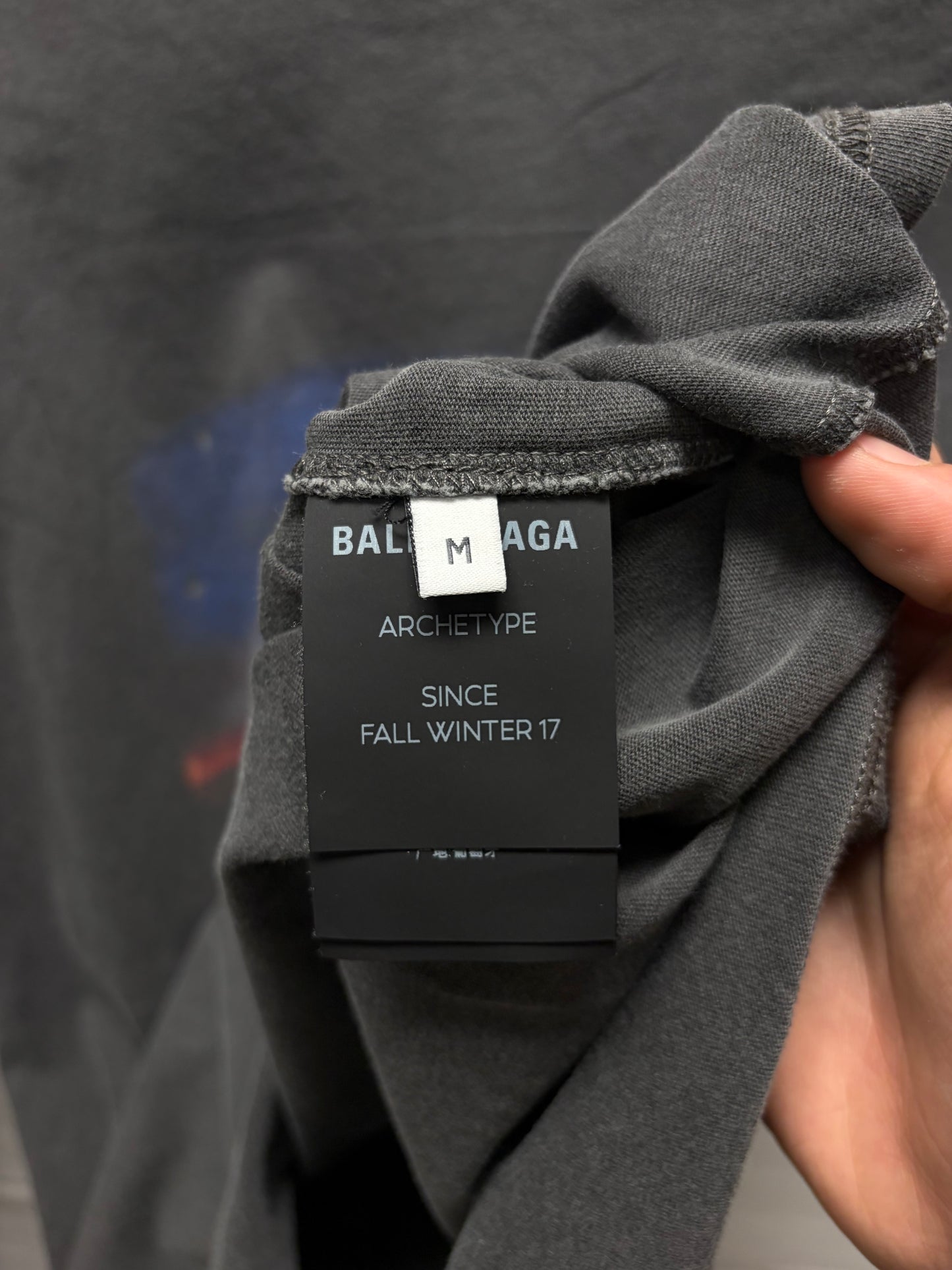 SS2017 Balenciaga ‘Paris Skyline’ Washed Black Cotton Graphic T-Shirt