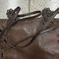 Prada Eyelet Studded Brown Leather Shoulder Bag