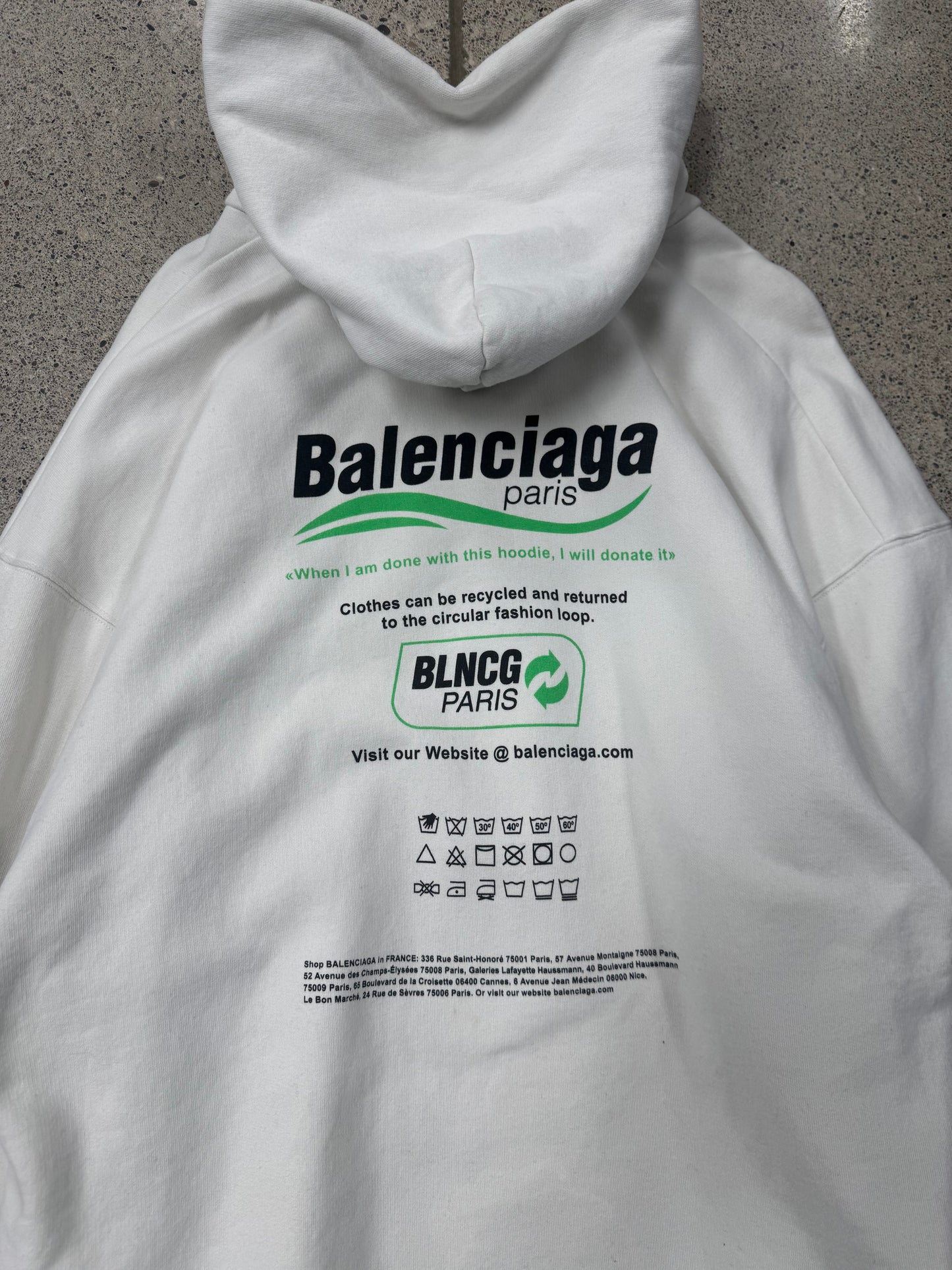 Balenciaga ‘Recycling’ White Pullover Hoodie