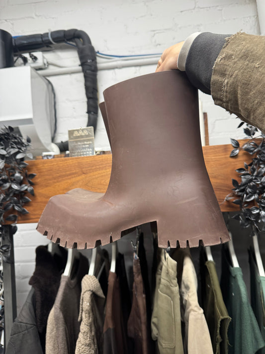 Balenciaga ‘Trooper’ Square Toe Chocolate Brown Combat Boots