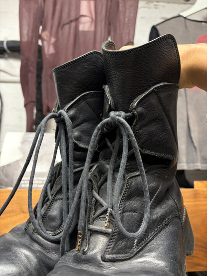 AW2014 Julius Black Object Dyed Horse Leather ‘Angel’ Combat Boots