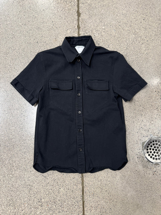 Bottega Veneta ‘Uniform’ Collared Black Short Sleeve Shirt