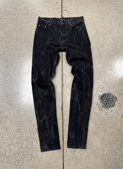 2015 Saint Laurent ‘D02’ Bleach Wash Black ‘Unaltered’ Skinny Denim