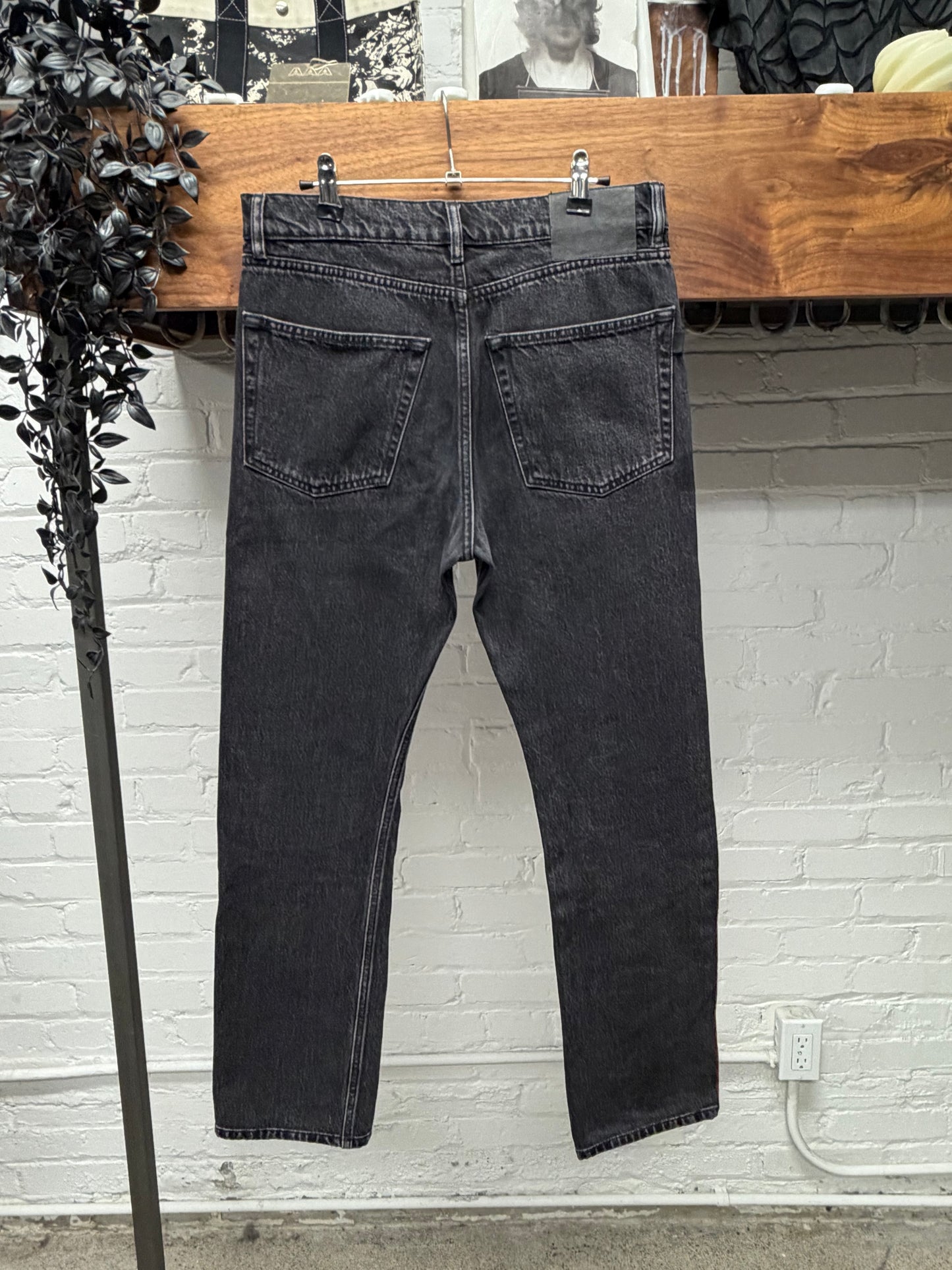2018 Balenciaga ‘Red Stripe’ Washed Grey Skinny Jeans