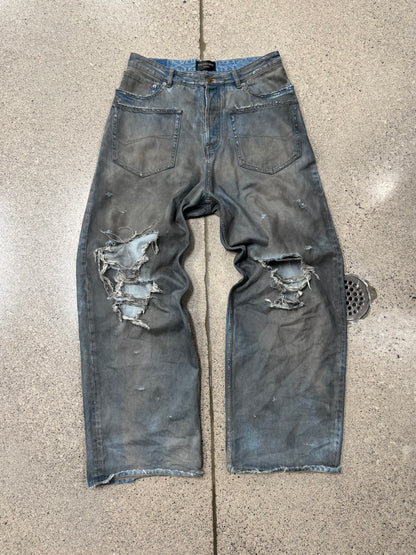 SS2023 Balenciaga ‘Mudshow’ Reversed Pocket Thrash Distressed Denim