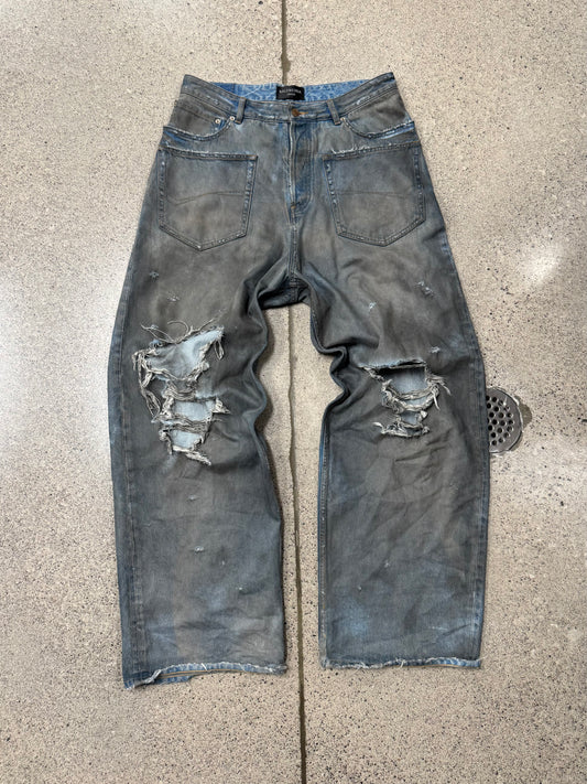 SS2023 Balenciaga ‘Mudshow’ Reversed Pocket Thrash Distressed Denim