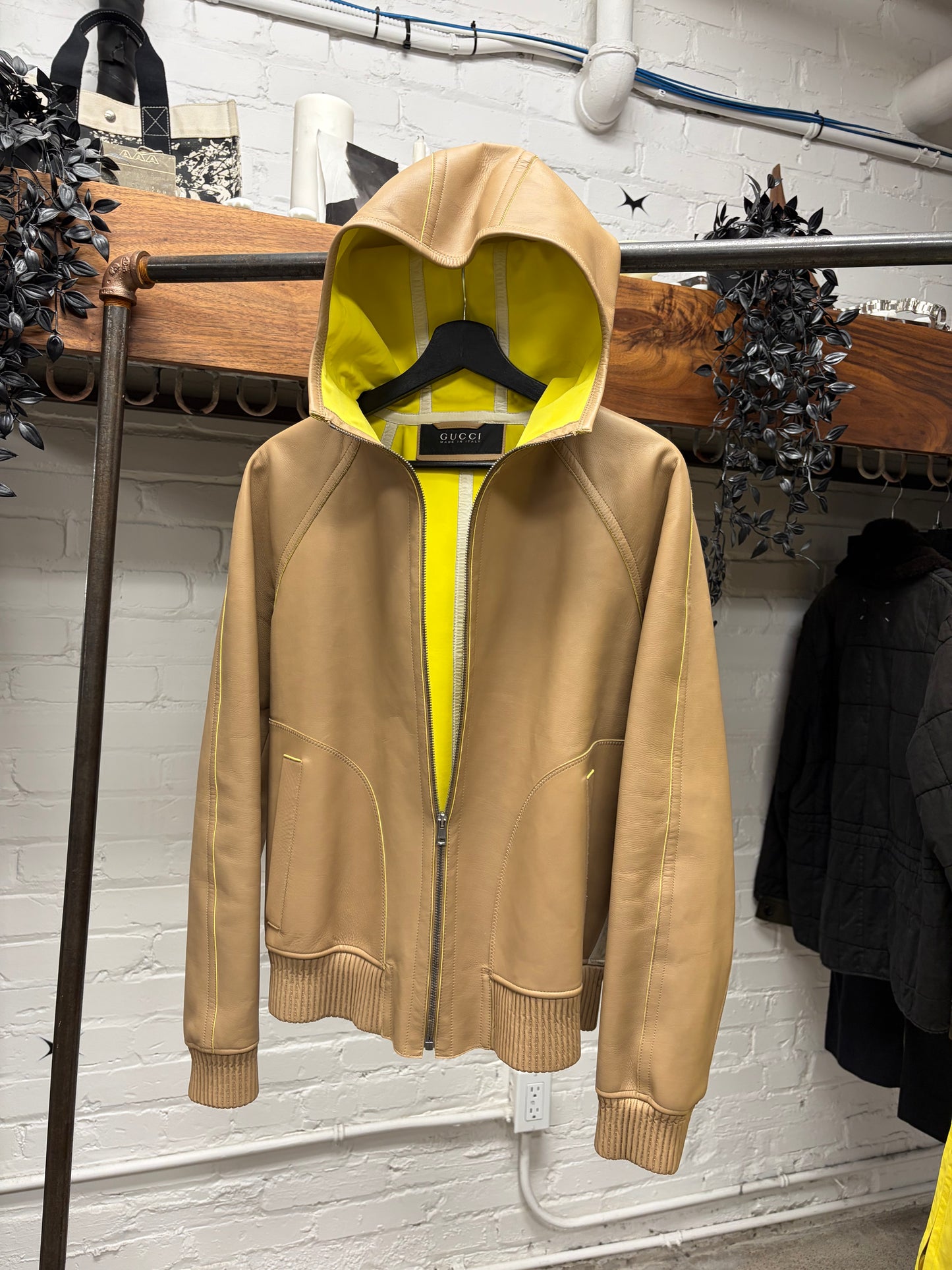 SS2014 Gucci Lambskin Leather ‘Scuba’ Hooded Jacket