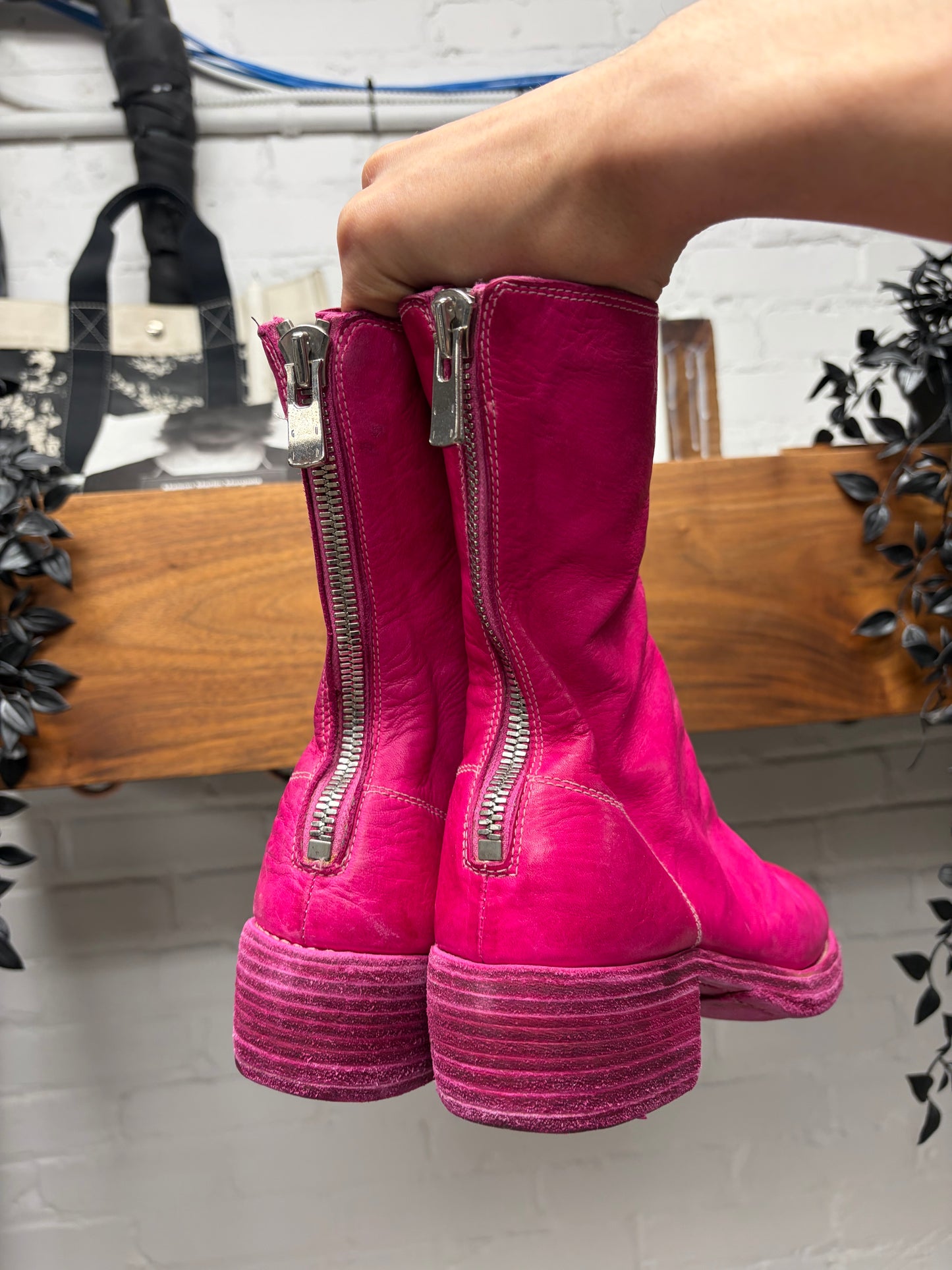 Guidi ‘788Z’ Back Zip Pink Horse Leather Boots