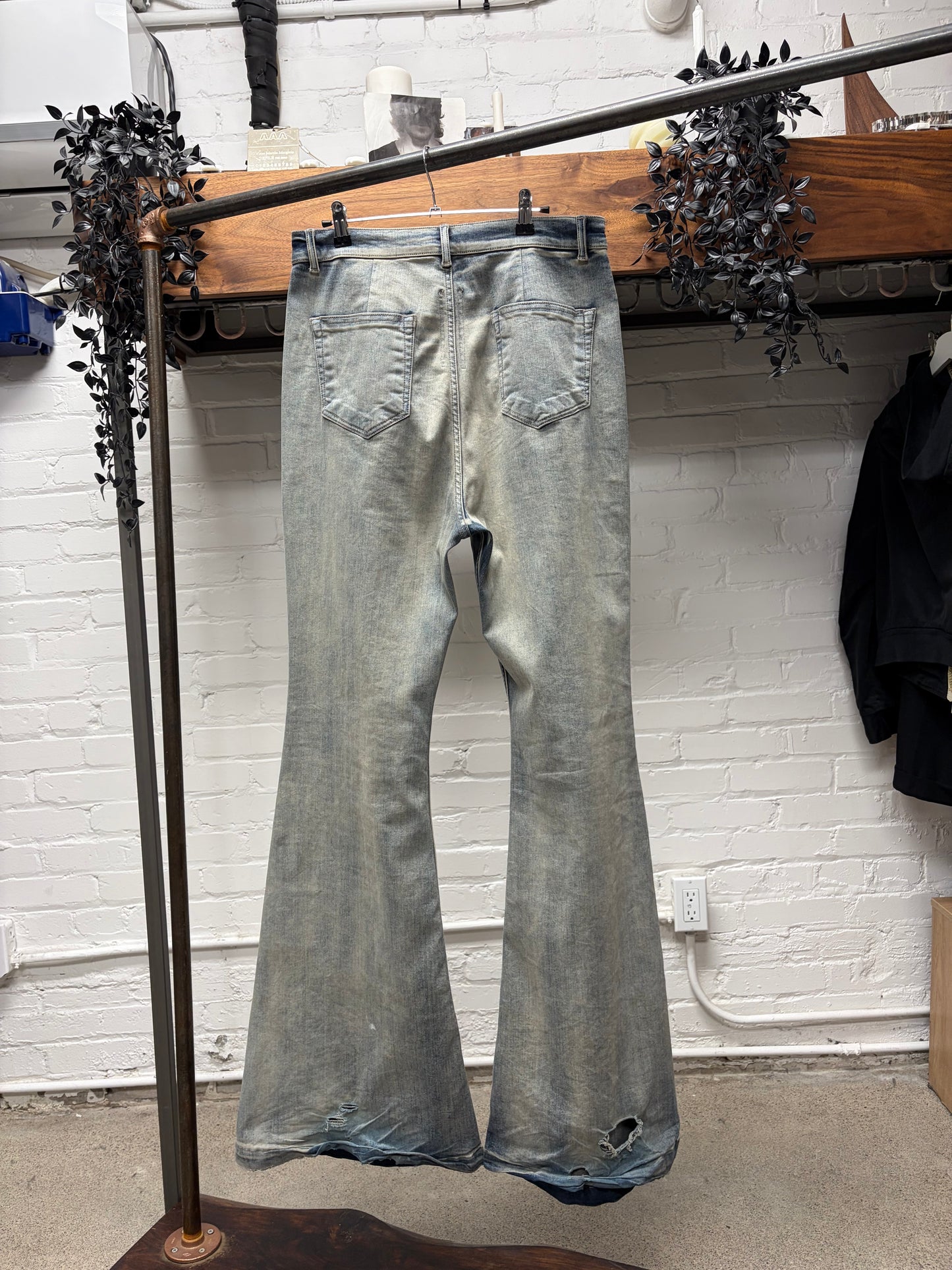 Rick Owens DRKSHDW ‘Sky Grey’ Bolans Flared Cut Denim