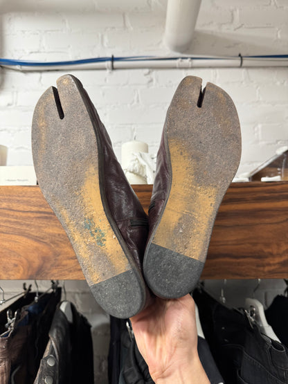Maison Margiela ‘Tabi’ Split Toe Oxblood Red Leather Flat Sole Boots