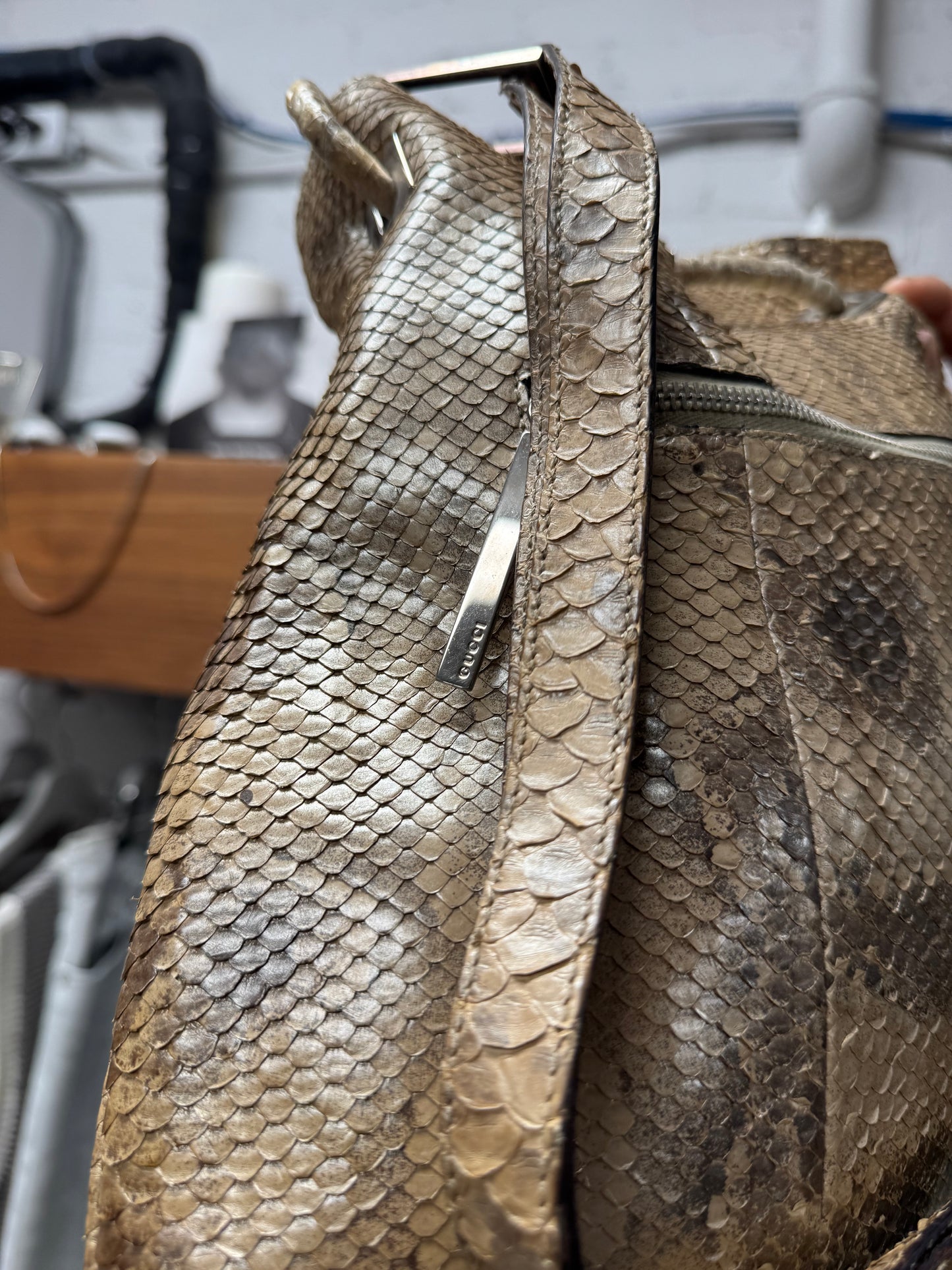 Vintage Gucci Genuine Python Leather ‘Hobo’ Bag