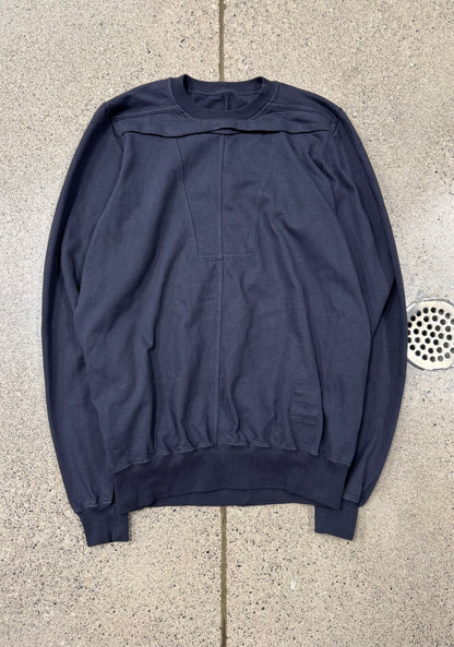 Rick Owens Geometric Panelled ‘Indigo’ Cotton Sweatshirt