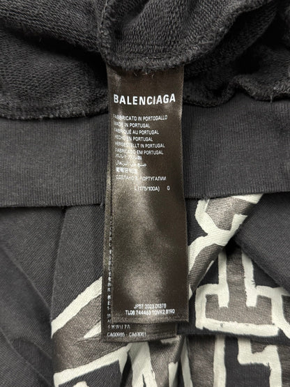 2023 Balenciaga ‘Skater’ Distressed Black Hoodie