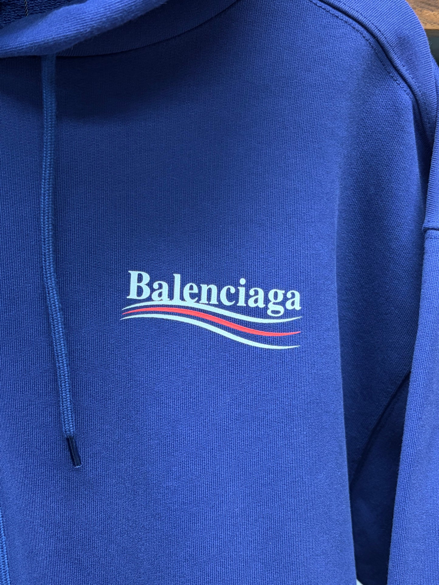 2020 Balenciaga ‘Campaign Logo’ Blue Pullover Sweatshirt