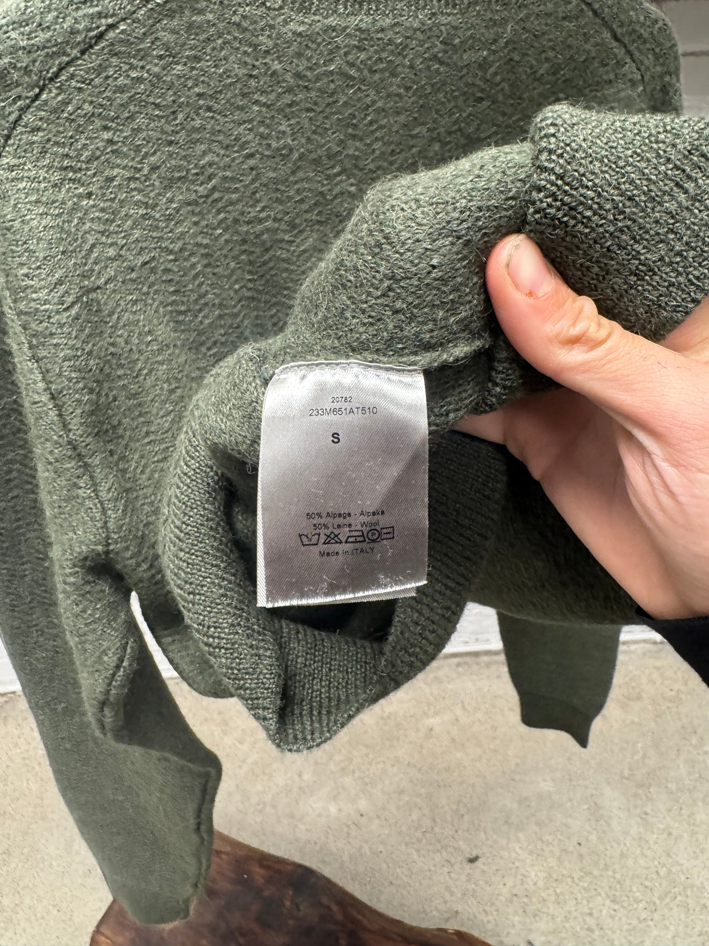 Dior Homme ‘Dark Green’ Alpaca Wool V-Neck Sweater