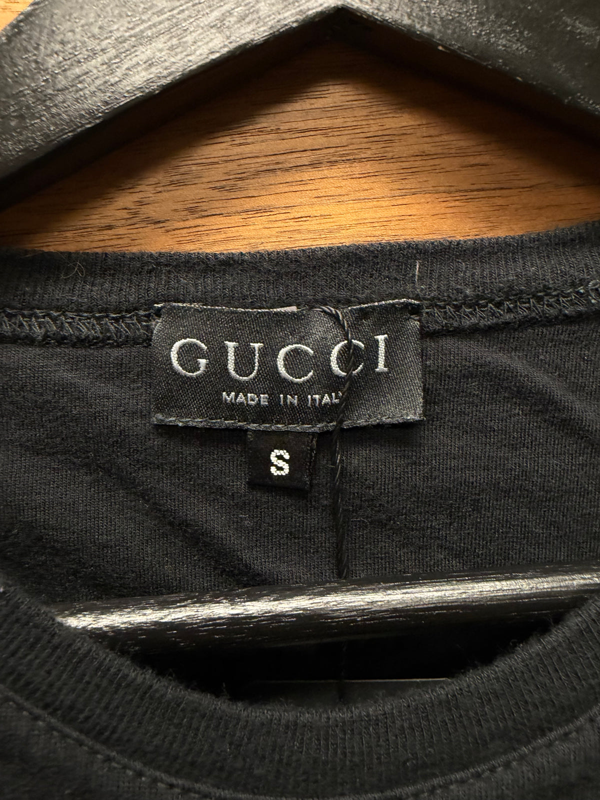 SS1997 Gucci by Tom Ford GG Interlock’ Embroidered Chest Logo Black Short Sleeve T-Shirt