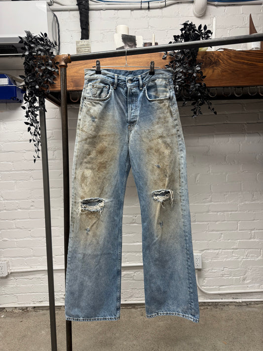 Acne Studios 2021 ‘Dirt Wash’ Blue Flared Cut Denim