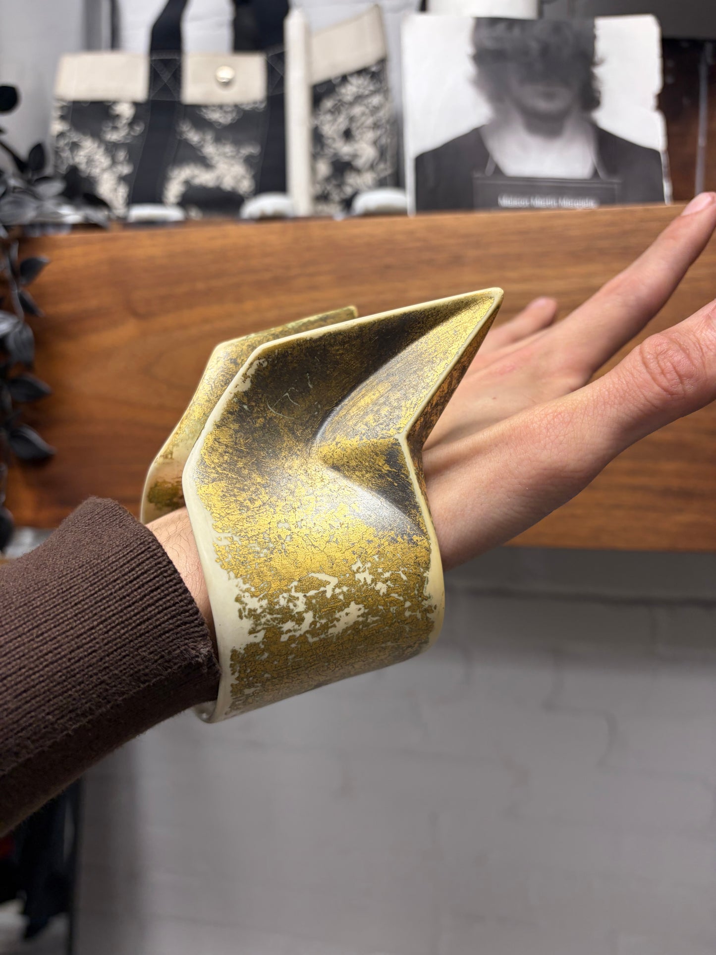 SS2010 Rick Owens ‘Release’ Geometric Rustic/Gold Bangle Bracelet