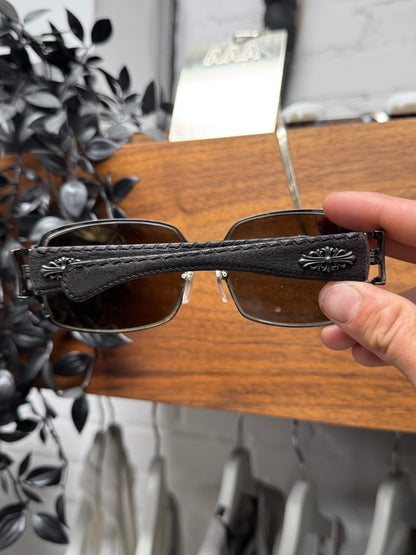 Chrome Heart ‘Poon I’ Leather ‘Floral Cross’ Sunglasses