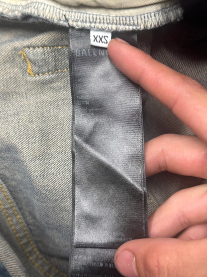 2023 Balenciaga ‘Drawstring’ Light Wash Blue Wide Leg Denim