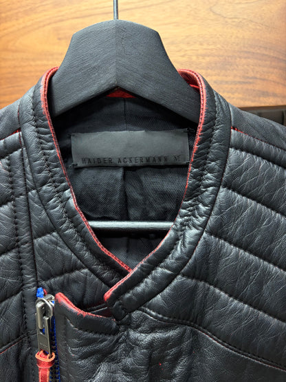 SS2017 Haider Ackermann Runway ‘Spray Painted’ Black/Red Gradient Leather Moto Jacket