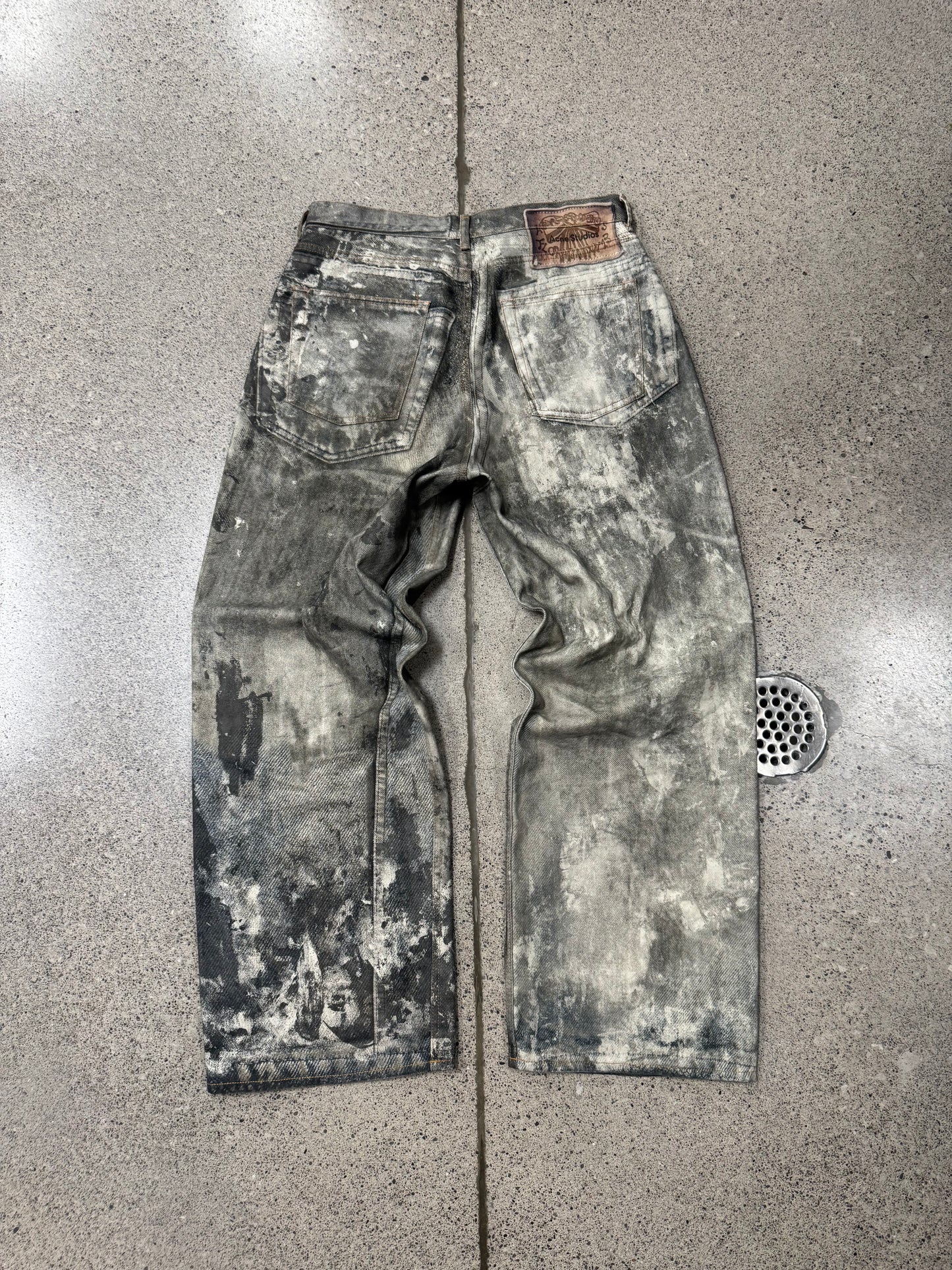 Acne Studios ‘Trompe L’œil’ Cold Grey Wide Leg Painter Denim