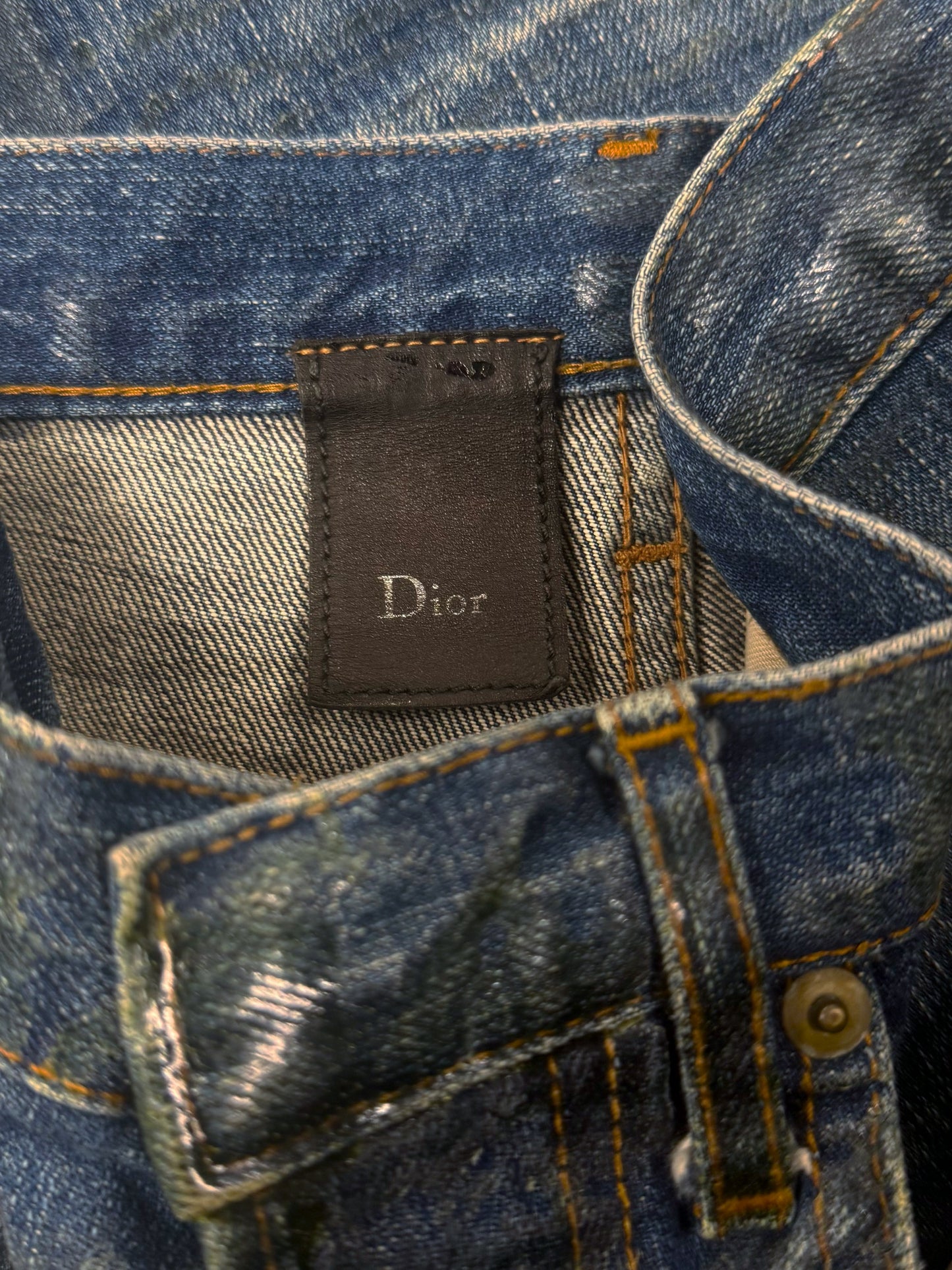 2007 Dior Homme by Hedi Slimane ‘Luster’ Green Waxed Skinny Denim