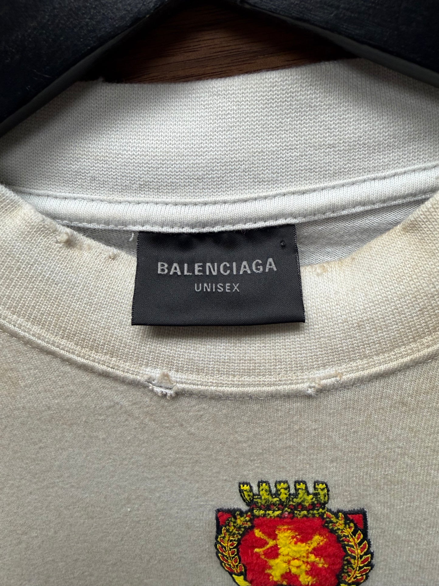 SS2023 Balenciaga ‘Skater’ Dirt Distressed Chenille Patch Logo Oversized T-Shirt