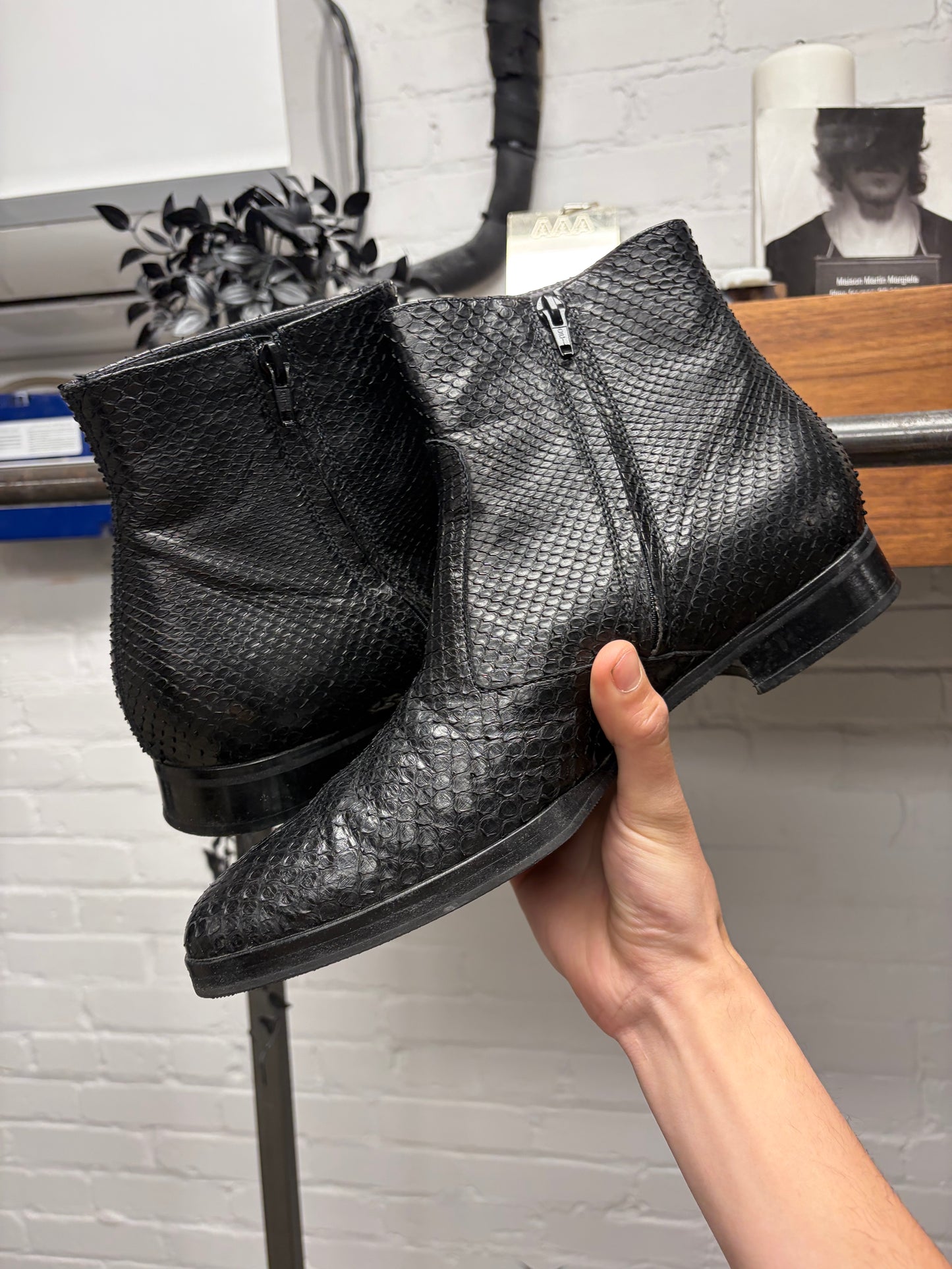 Helmut SS2002 Helmut Lang ‘Perch Skin’ Fish Leather Pointed Toe Boots