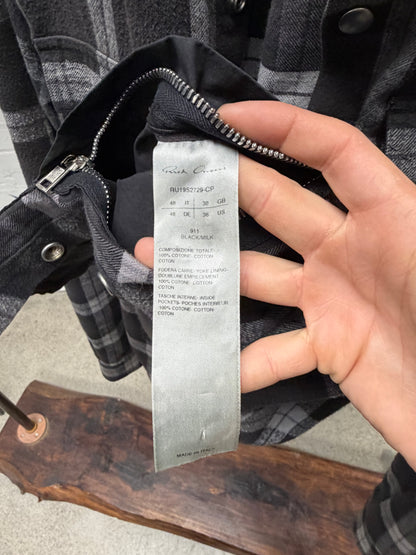 SS2019 Rick Owens ‘Babel’ Plaid Flannel Shoulder-Strap Work Shirt