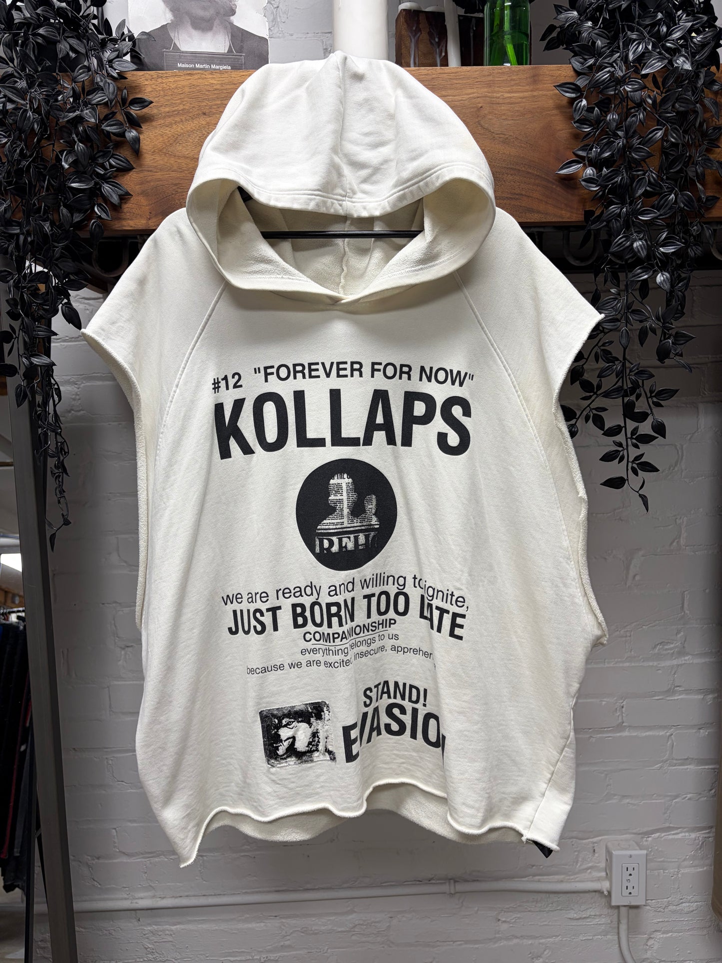SS2002 Raf Simons ‘Kollaps’ Archive Redux White Sleeveless Hoodie