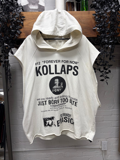 SS2002 Raf Simons ‘Kollaps’ Archive Redux White Sleeveless Hoodie