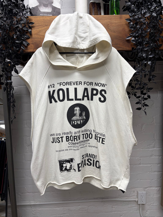 SS2002 Raf Simons ‘Kollaps’ Archive Redux White Sleeveless Hoodie