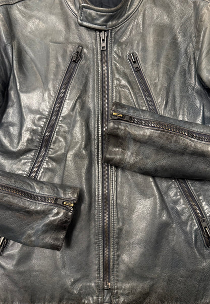 Maison Martin Margiela ‘Faded Blue’ Calf Leather 5-Zip Jacket
