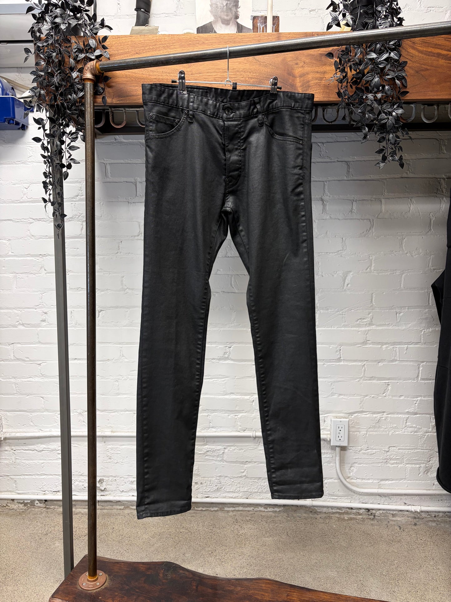 Dsquared2 Waxed Black Skinny Denim