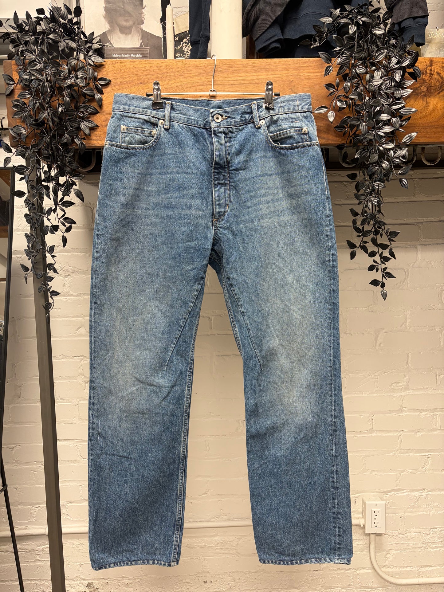 Rick Owens ‘Granbury’ Washed Blue Indigo Bootcut Jeans
