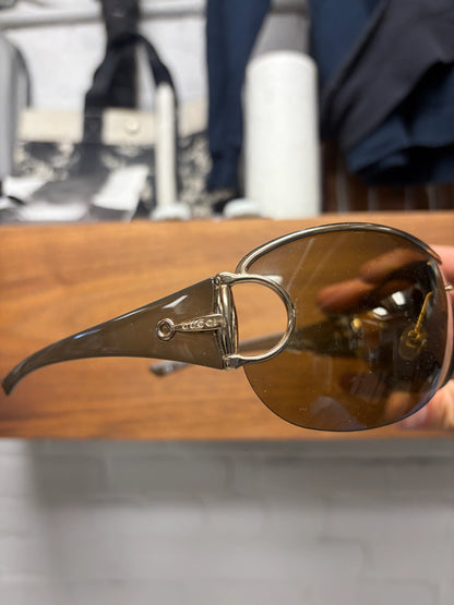 2000s Gucci Horsebit Gold Rimless Sunglasses