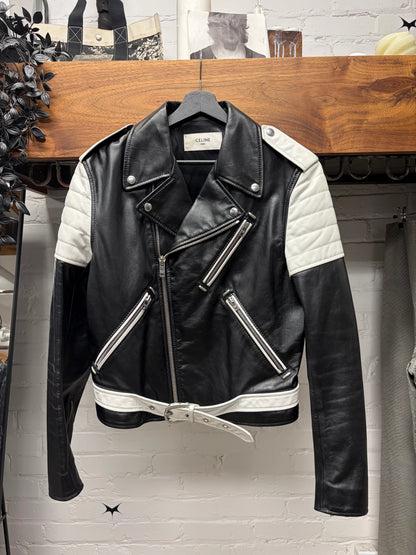 SS2019 Celine by Hedi Slimane Runway Look 13 Padded Calfskin Leather Biker Jacket