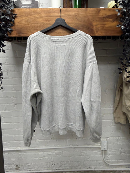 Neighborhood Embroidered Black/White Thermal Cotton Long Sleeve Shirt