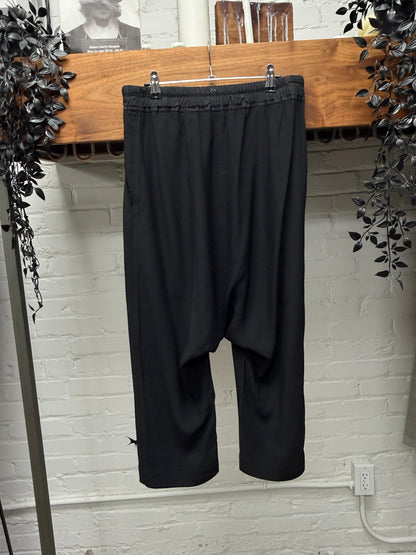 2018 Rick Owens ‘Forever’ Black 3/4 Length Lightweight Drop Crotch Shorts