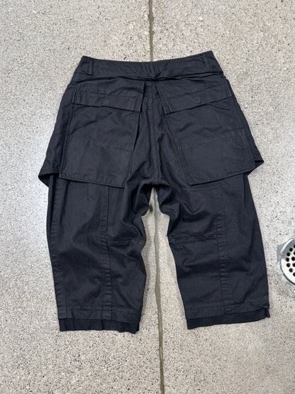 AW2013 Julius ‘Exposed Pocket’ Waxed Black Cargo Shorts