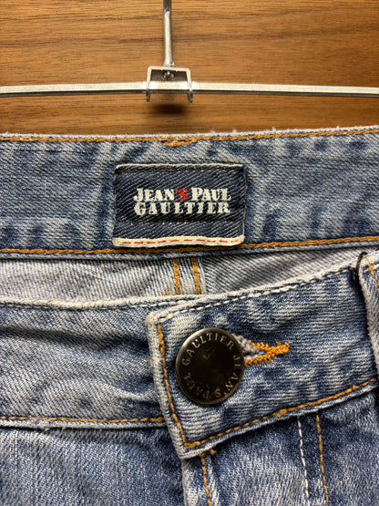 Vintage Jean Paul Gaultier ‘Floral Embroidery’ Light Wash Blue Straight Cut Denim