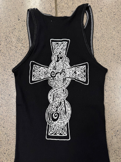 Vintage 90s Chrome Hearts Ribbed ‘Celtic Cross’ Tank Top