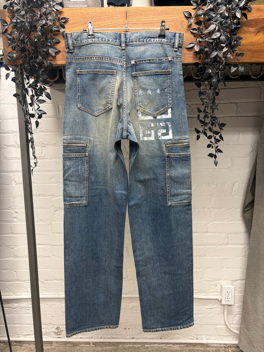 Givenchy Straight Leg Blue Cargo Denim