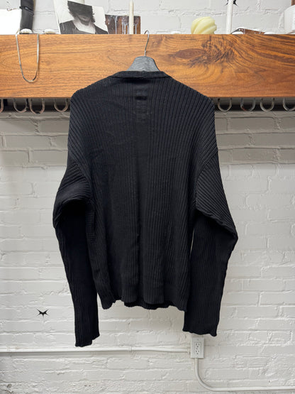 SS2024 Rick Owens ‘Lido’ Ribbed Black Geometric Knit Sweater